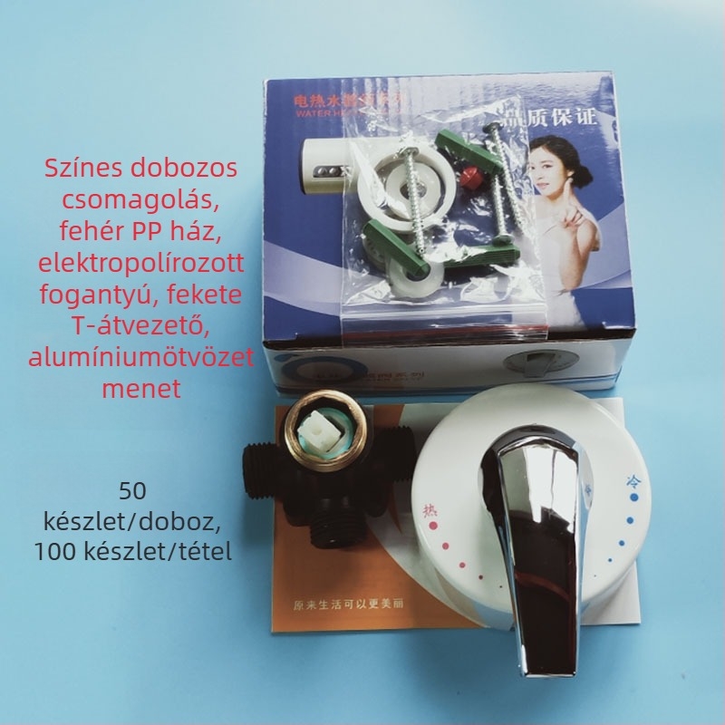 Falra szerelhető keverőcsap elektromos vízmelegítőhöz, hőmérséklet-szabályozás: hideg 1°C, meleg 70°C, kimeneti áramlás 6