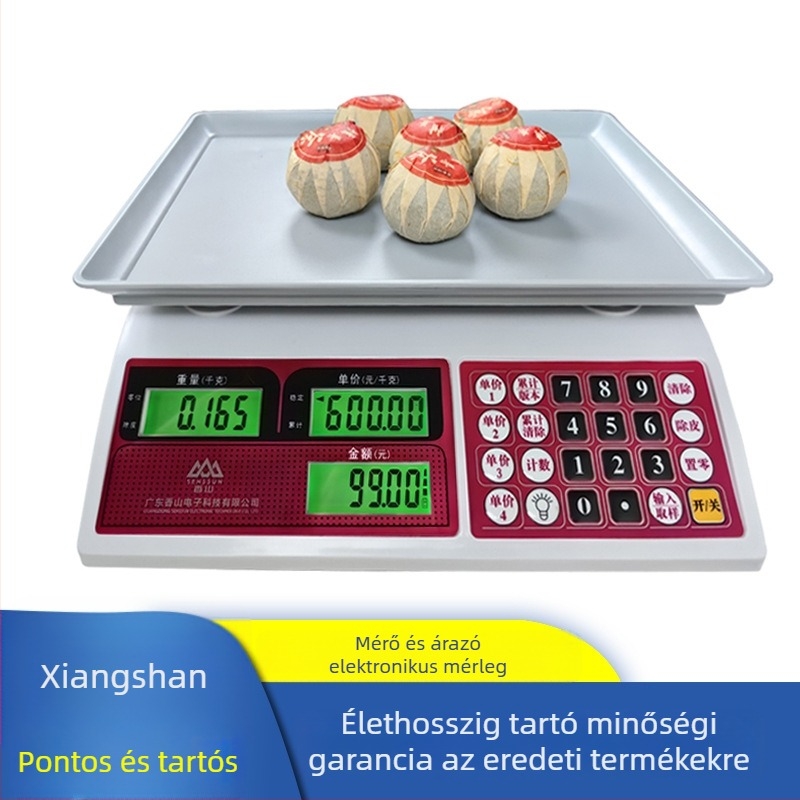 Xiangshan ACS kereskedelmi elektronikus mérleg árkijelzéshez, 6–30 kg, 23×30 cm