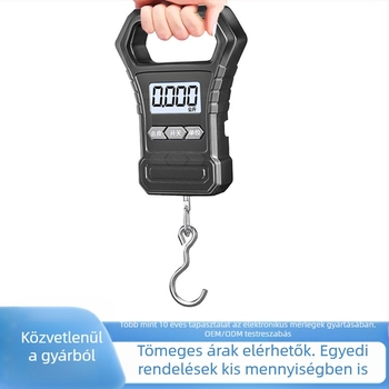Hordozható elektronikus mérleg, 50 kg kapacitás, mini precíz rugós mérleg horoggal