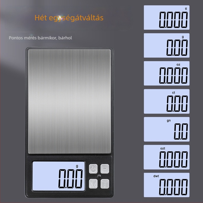 Mini hordozható zsebskála ékszerekhez, 0,1 g pontosság, 0,01 g leolvasási pontosság, újratölthető elektronikus mérleg, mérési tartomány 0,05-1 kg