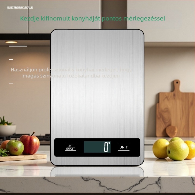 K18b rozsdamentes acél konyhai mérleg, 1 g–15 kg, 1 g-os osztás, újratölthető vagy 2x AAA elem, elektronikus élelmiszer-mérleg