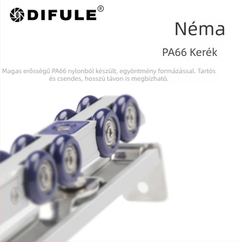 Kétirányú hidraulikus csillapított csúszóajtó görgő (anyag: cinkötvözet + nylon; fal vastagsága: 2 mm; tengely átmérője: 10 mm; kötélbarázda sugara: 14 mm; maximális teher: 60 kg)