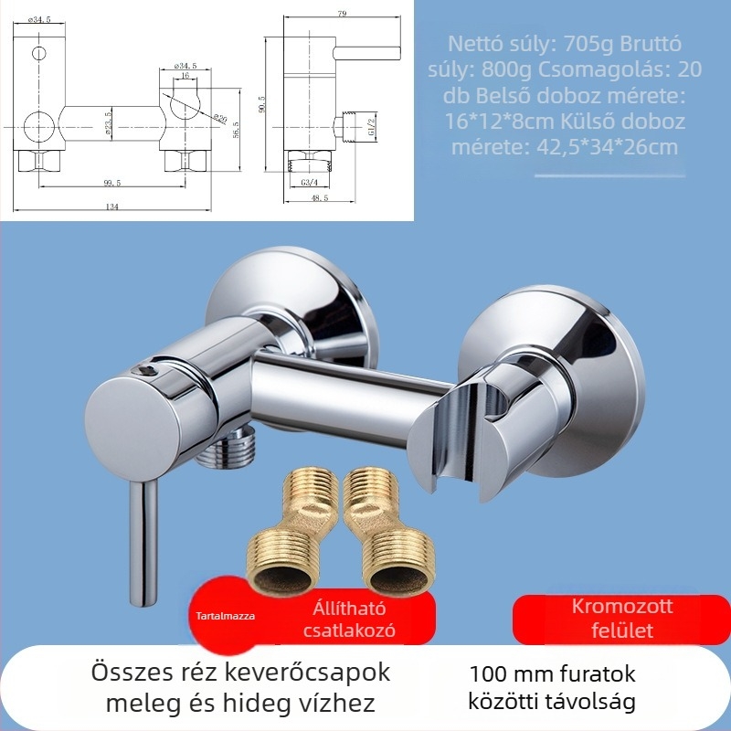 Zuhanykeverő meleg- és hideg vízhez tartóval — LT030101, 0,8 MPa működési nyomás, meleg víz max 90°C, átfolyás 230