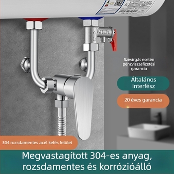 U-alakú keverőcsap elektromos vízmelegítőhöz — 304 rozsdamentes acél, 100°C/0°C, kimenet 20 mm