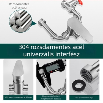 U-alakú keverőcsap elektromos vízmelegítőhöz — 304 rozsdamentes acél, 100°C/0°C, kimenet 20 mm