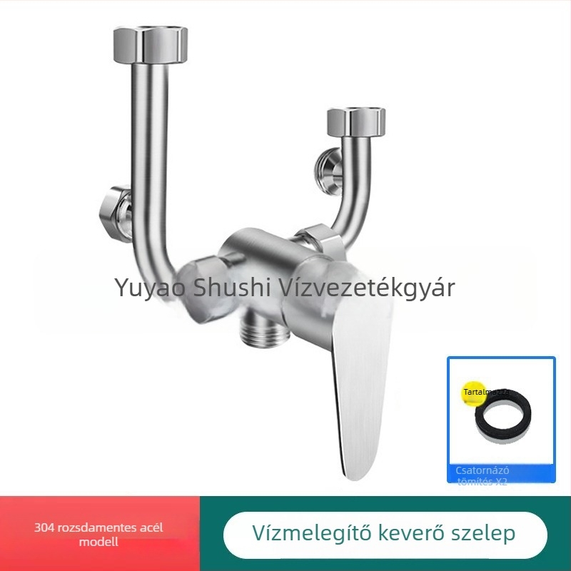 U-alakú keverőcsap elektromos vízmelegítőhöz — 304 rozsdamentes acél, 100°C/0°C, kimenet 20 mm