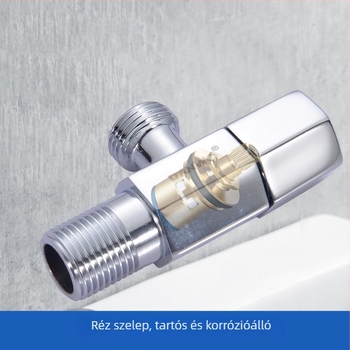 Réz anyagú szögletes csap meleg és hideg vízhez, falba beépíthető kivitel, modern minimalista stílus