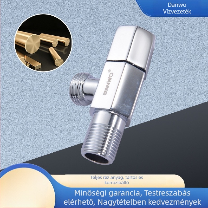 Réz anyagú szögletes csap meleg és hideg vízhez, falba beépíthető kivitel, modern minimalista stílus