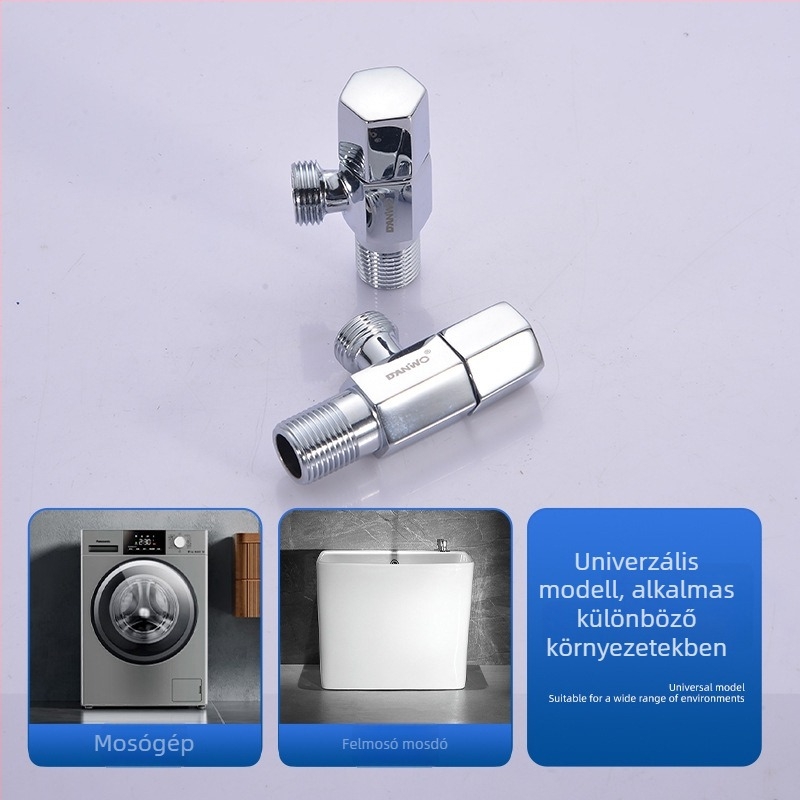 Réz anyagú szögletes csap meleg és hideg vízhez, falba beépíthető kivitel, modern minimalista stílus