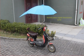 Elektromos jármű napellenző esernyő, Oxford anyag 210T, vasváz 12 bordával, kézi nyitás, logónyomtatás elérhető