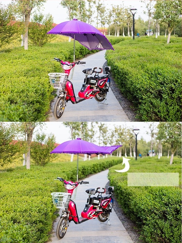 Elektromos jármű napellenző esernyő, Oxford anyag 210T, vasváz 12 bordával, kézi nyitás, logónyomtatás elérhető