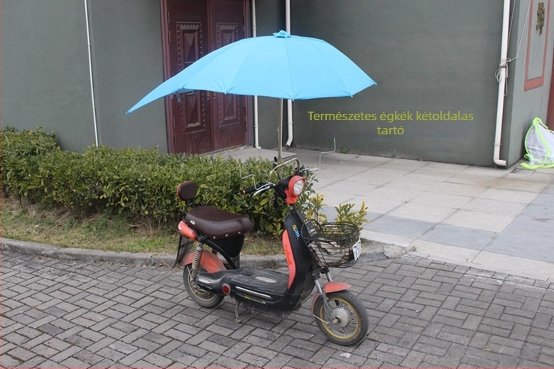 Elektromos jármű napellenző esernyő, Oxford anyag 210T, vasváz 12 bordával, kézi nyitás, logónyomtatás elérhető