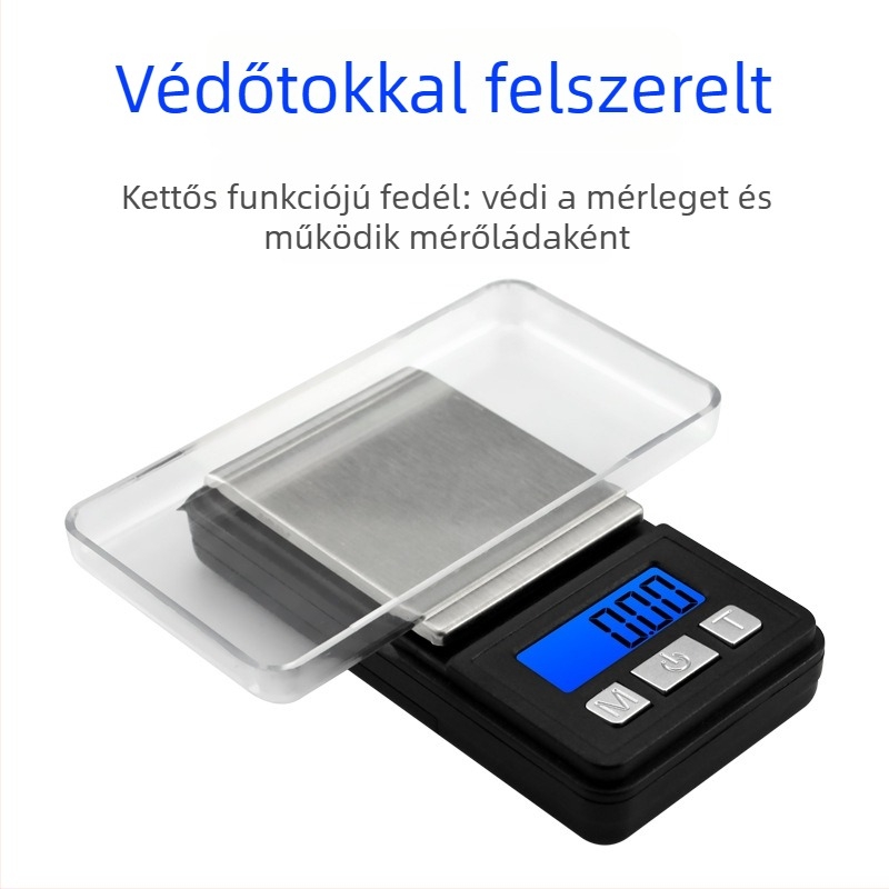 DGGY-201 Mini elektronikus ékszer mérleg, 500 g kapacitás, elektronikus mérés, 2x AAA elemekkel működik