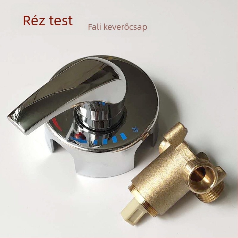 Elektromos vízmelegítőhöz falra szerelt termosztatikus keverőcsap, egykaros kétirányú vezérléssel, réztest (Modell H1207, 0,85 MPa, 4°C–85°C, kilépő áramlás 10)