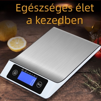 Rozsdamentes acélból készült konyhai mérleg, 15 kg kapacitású, elektronikus platformmérleg CX-2017