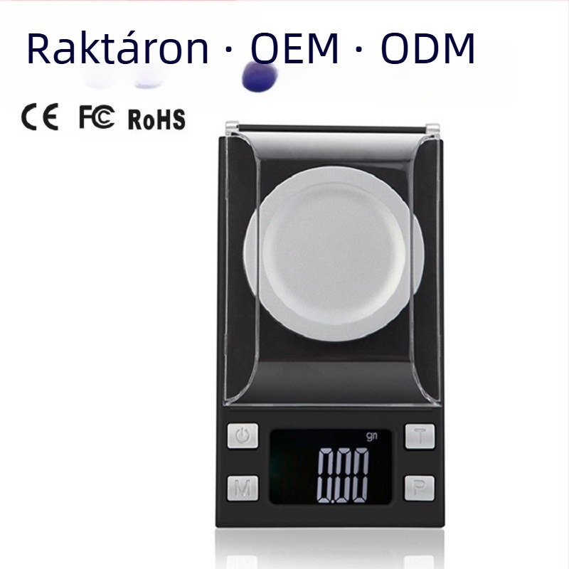 Ékszer mérleg 0.001 g, magas pontosságú karátmérleg, digitális mérleg 0.005–100 g, Modell DGGY-118, ABS műanyag