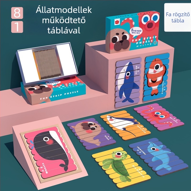 Fából készült dinoszaurusz és állatok puzzle – oktató játék 4–6 éveseknek, testreszabható minták, magáncímke elérhető