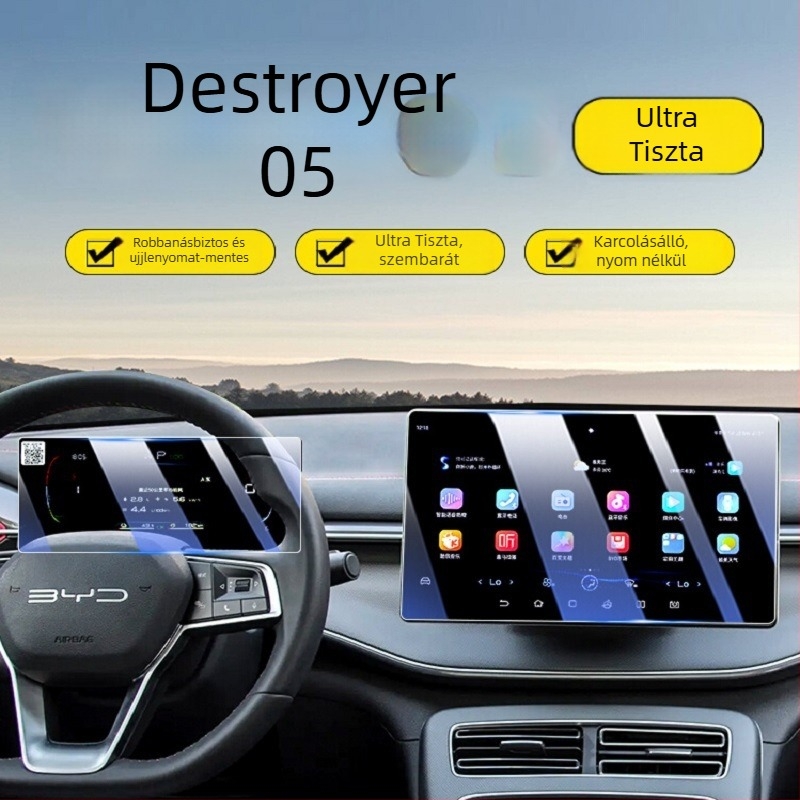Mercedes-Benz navigációs kijelzőhöz készült edzett üveg képernyővédő, egy darabból álló kialakítás, anti-ujjlenyomat bevonat