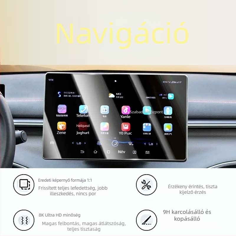 Mercedes-Benz navigációs kijelzőhöz készült edzett üveg képernyővédő, egy darabból álló kialakítás, anti-ujjlenyomat bevonat