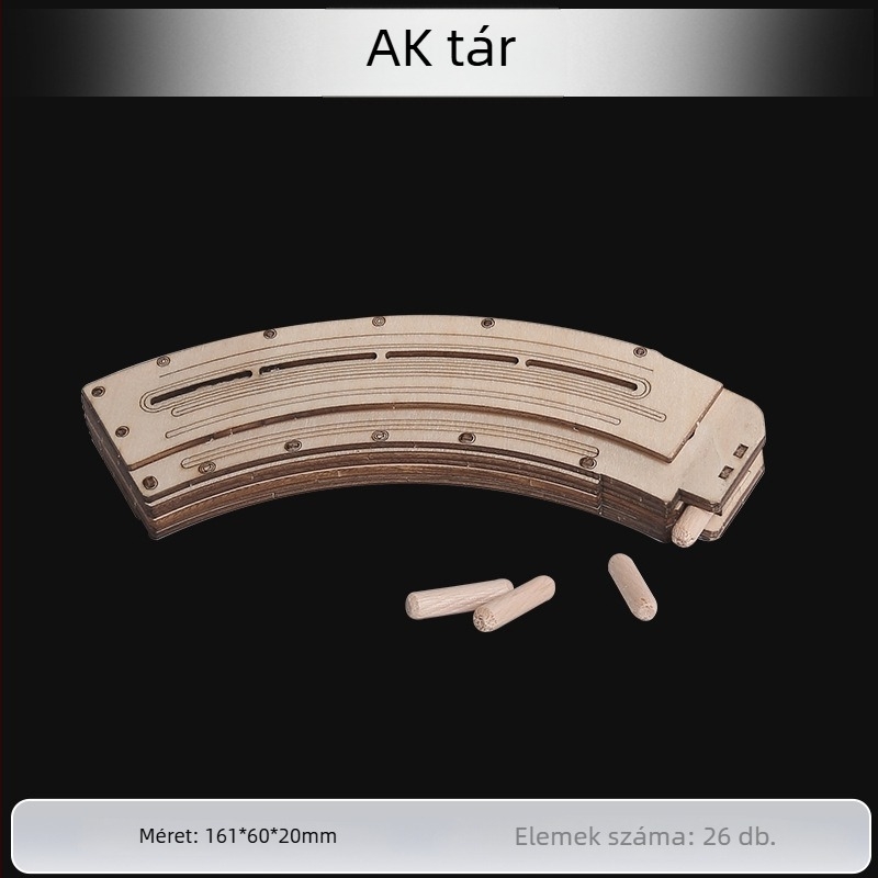 Fából készült AK-47 3D puzzle összeállításához – DIY modell (fa, 3D puzzle, DIY-barát, testreszabás elérhető, 14+ évesek számára)