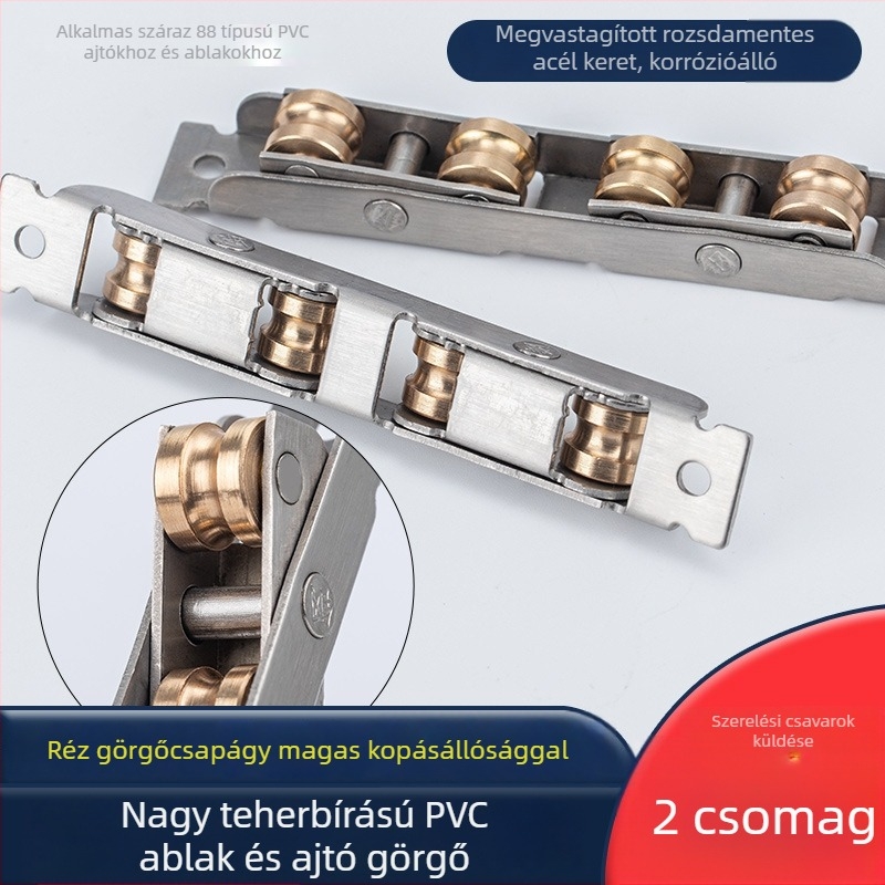Top Valley csúszó ablak görgő – rozsdamentes acél, négycsatornás görgő, 2 darabos készlet