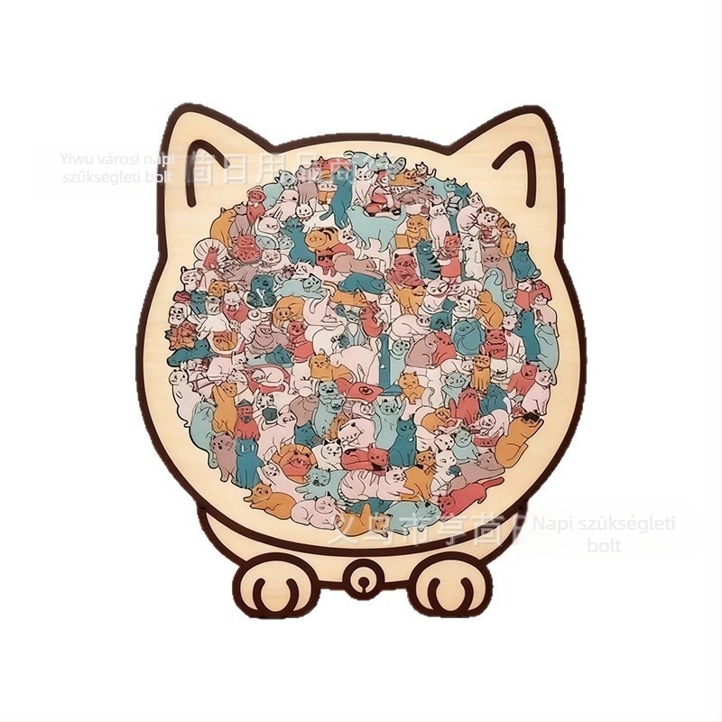 Fa macska kirakó – kezdő szint, DIY-képes, sík kirakó, 7–14 éveseknek