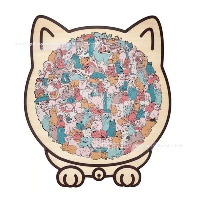 Fa macska kirakó – kezdő szint, DIY-képes, sík kirakó, 7–14 éveseknek