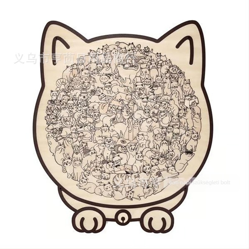 Fa macska kirakó – kezdő szint, DIY-képes, sík kirakó, 7–14 éveseknek