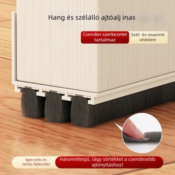 Ajtó aljzat-tömítés, öntapadós szilikon, rovarmentes és zajcsillapító, beltéri ajtókhoz; modell 6942368608075/6942368608082; márka ASZLSNA; magas hőmérséklet- és kopásállóság, öregedés és korrózióállóság.