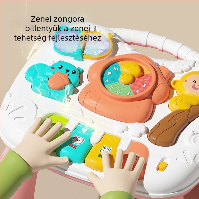 Babaoktató játék: Mini intelligens játszóasztal volánnal, interaktív zenével és játékokkal szülő-gyermek