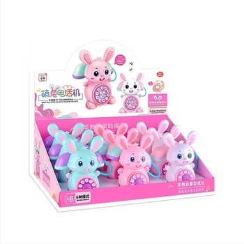 Rajzolt nyuszis zenés telefon – oktatási játék 6 üzemmód, fényzene, analóg telefon-szimuláció, műanyag, 4–6 éveseknek