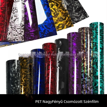 Teljes autó matrica, PVC-filmből, kovácsolt szén virág mintázat, ragasztóval történő felhelyezés