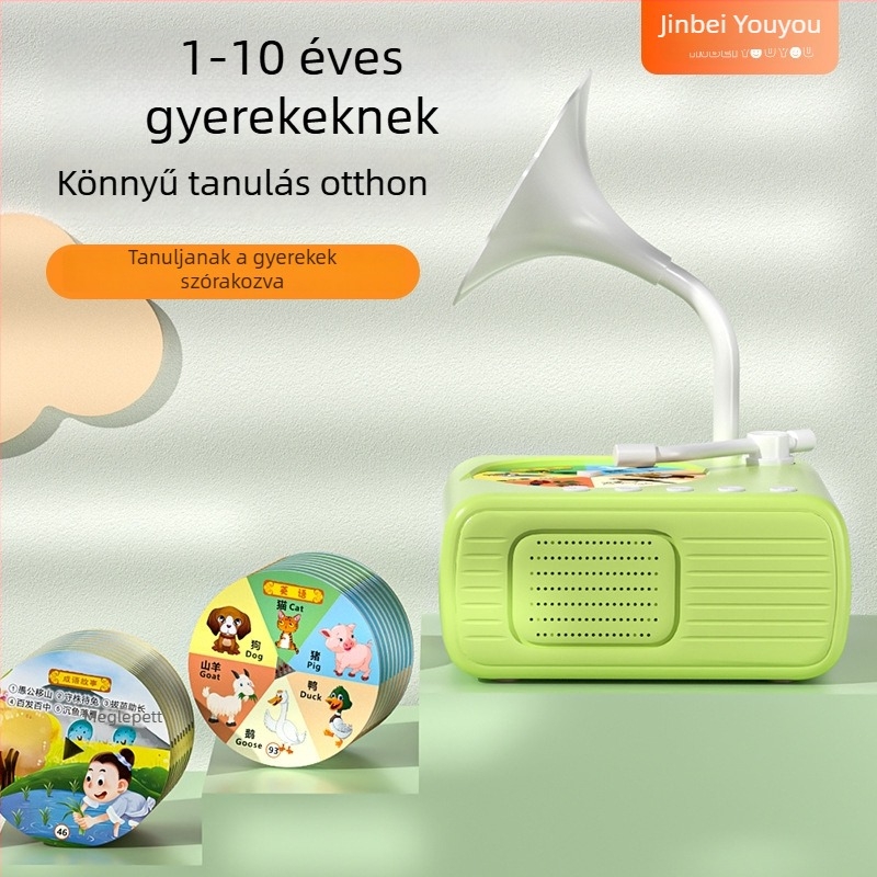 Gyerekeknek szánt oktatási történetgép Bluetooth, USB-ról tölthető, 4-6 GB memóriával, tanulókártyákkal, 4-6 éveseknek