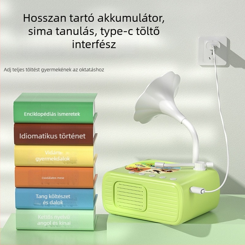 Gyerekeknek szánt oktatási történetgép Bluetooth, USB-ról tölthető, 4-6 GB memóriával, tanulókártyákkal, 4-6 éveseknek