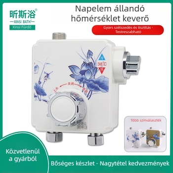 Állandó hőmérsékletű keverő szelep napelemes/ villanybojlerhez – Modell 2016; Nyomás 0.1-8 MPa; Hideg 0-35°C, Meleg 45-95°C; Kimeneti áramlás 2; Ø20 mm; Márka Xin Si Bath; Modern Minimalista stílus