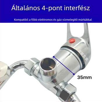 Vízkeverő szelep, teljes réz test, ötvözet fogantyúval; normál nyomás; hideg víz 5°C; forró víz 80°C; típus 35, nagyított modell elektromos és gáztüzelésű vízmelegítőkhez