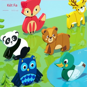 Fából készült 3D-s puzzle babáknak, 0–3 éveseknek – oktató, agyfejlődést segítő játék