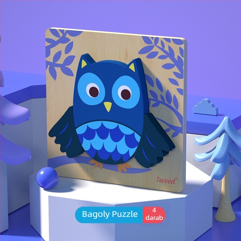 Fából készült 3D-s puzzle babáknak, 0–3 éveseknek – oktató, agyfejlődést segítő játék