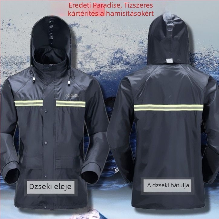 Felnőtteknek készült esőkabát-poncsó készlet — elválasztott dizájn, sokoldalú; Oxford anyag; PVC vízálló réteg; motoros vagy elektromos jármű használatra; egy személyre