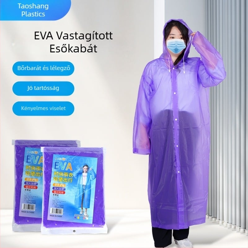 EVA esőponcsó, vastag, újrafelhasználható felnőtteknek, túrázáshoz, vízálló réteg PVC ragasztóval