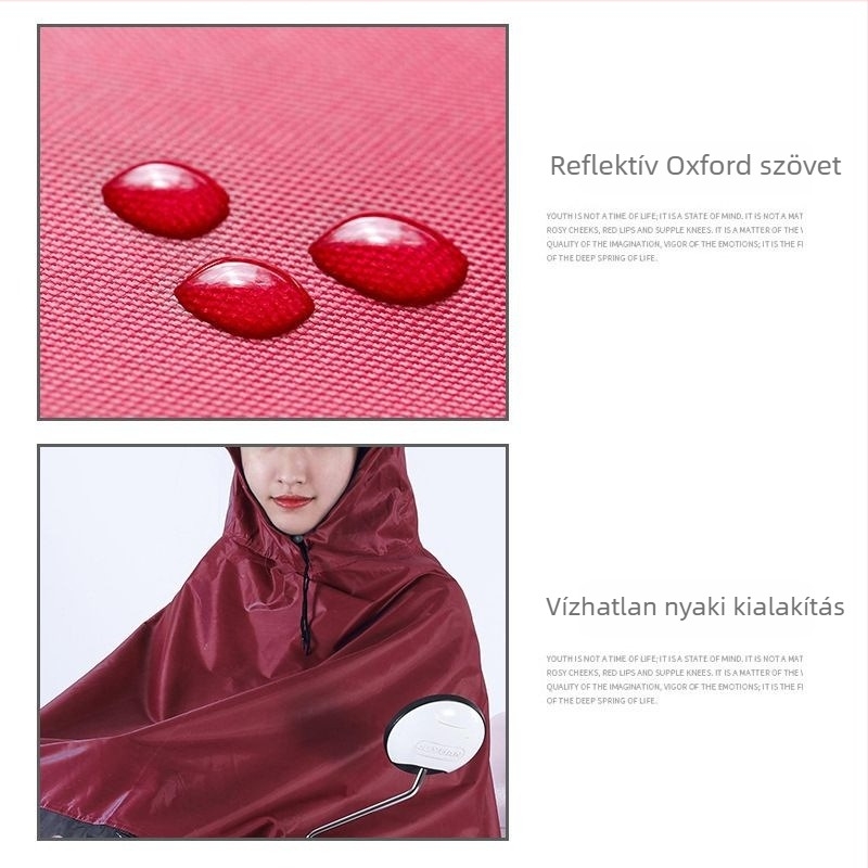 Elektromos jármű és motorkerékpár esőponcho, sokoldalú, Oxford anyag, PVC vízálló réteg, felnőtt