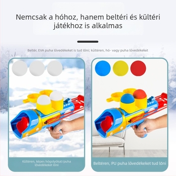 Gyerekeknek szánt hópuskás játék — műanyagból, interaktív hólyó játék 7-14 éveseknek, téli kültéri hócsatához.
