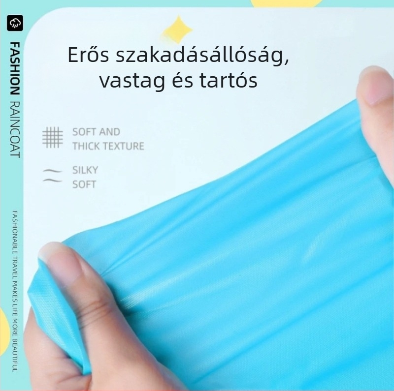 Felnőtt EVA esőponcsó, egy darabos kivitelben, túrázáshoz és szabadban történő használatra, normál vastagságú