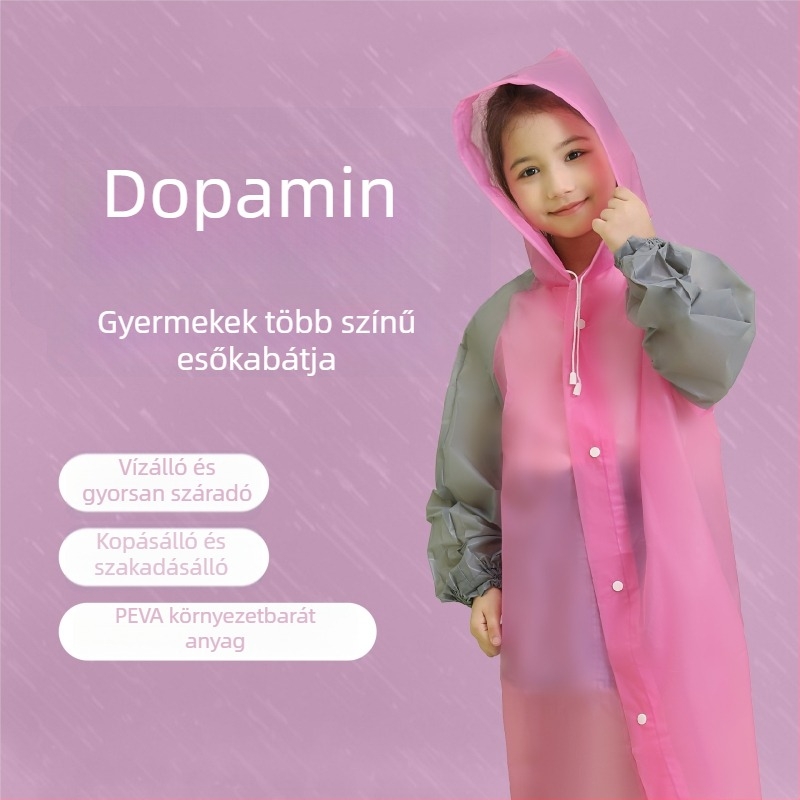 Gyerekeknek készült esőponcsó, egy darabos dizájn, PEVA anyag, 0,15 mm, vízálló és foltálló, Modell 80919