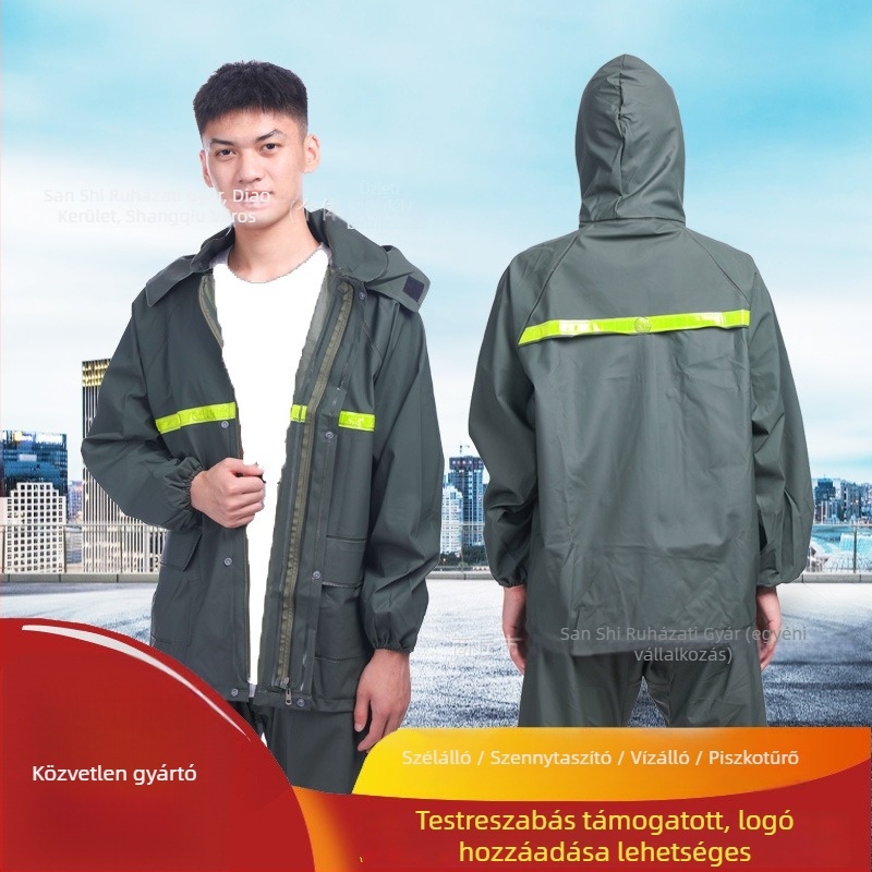 Felnőtteknek szóló esőkabát kötött anyagból, vastag PVC ragasztóréteg, túrázáshoz, logónyomás elérhető