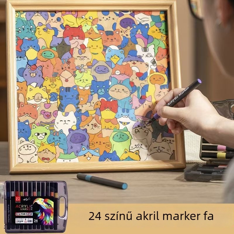 Fa DIY 3D puzzle fotókeret – szabálytalan formájú építőelemek, kézzel festett cicás motívummal, 4–6 éveseknek.
