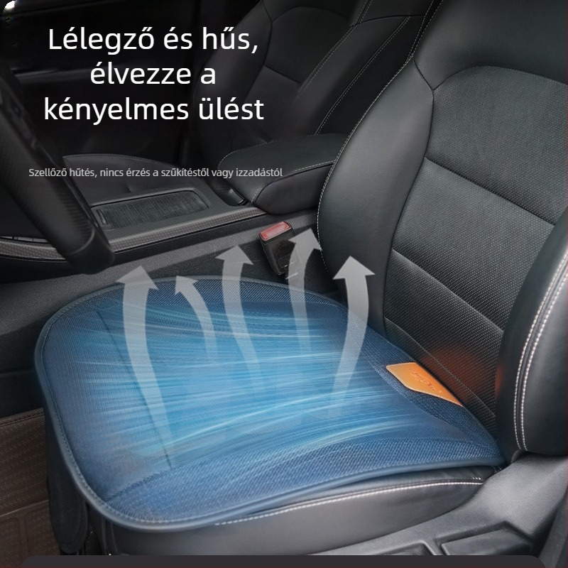 Szellőztetett üléspárna USB-s ventilátorral, 12V/24V kompatibilitás, autóhoz, teherautóhoz és irodához, poliészter felület
