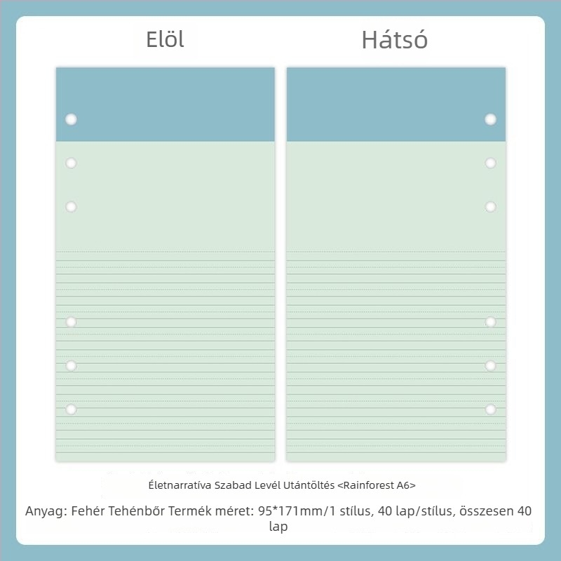 Mr.paper M5 belső oldalai noteszhez – faalapú cellulóz papír – 10 oldal – M5 lyukakkal kompatibilis