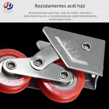 Dupla kerék ablak- és csúszóajtó görgő, nehéz kivitel, modell 2078/2008/888; kerék átmérője 8/28 mm; tengely Ø16 mm; teherbírás 56 kg; anyag: rozsdamentes acél keret / nylon görgő