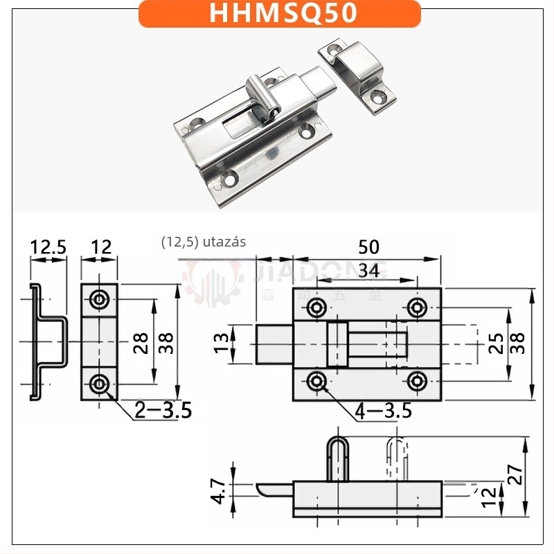 Jiadong 304 rozsdamentes acél nehéz kivitelű ajtózár, modell HHMSQ50, modern egyszerű stílus